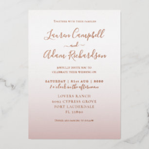 Elégant Rose Mariage or Foil Invitation