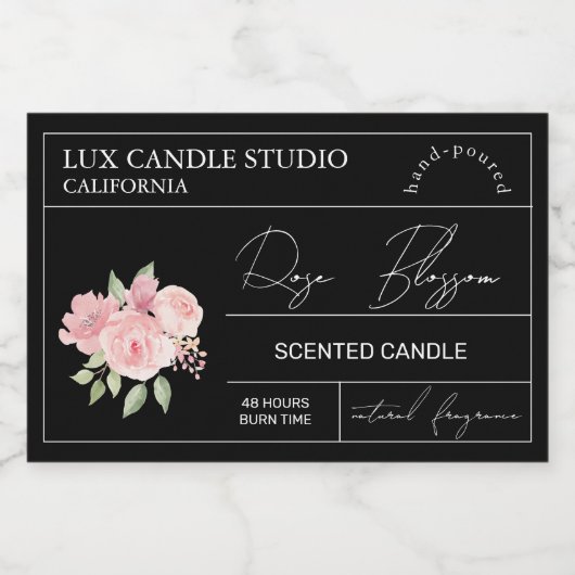 Élégant Rose minimal Étiquette à bougie Jar (Étiquettes simples)