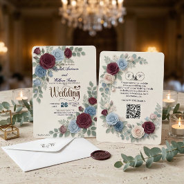 Elegant Rose Modern QR Code Wedding Kaart