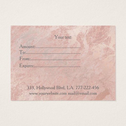 Elégant rose moderne en marbre doré visage fille (Dos)