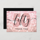 Elégant Rose moderne Gold 50e anniversaire Merci (Devant / Derrière)