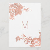 Elégant Rose moderne Gold Floral Mariage Menu (Dos)