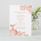 Elégant Rose moderne Gold Floral Mariage Menu (Debout devant)