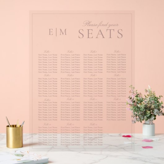 Élégant rose moderne Script Monogramme Siège Maria (Mariage)