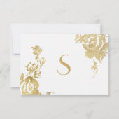 Élégant Rose moderne simple Floral Gold RSVP (Dos)