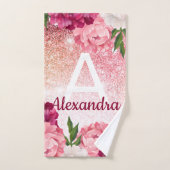 Elégant rose Monogramme Parties scintillant Design (Serviette à main)