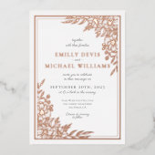 Elégant Rose noir Mariage or Foil Invitation (Recto)