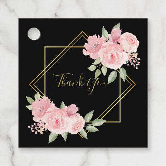 Elégant rose noire roses merci les étiquettes de f (Devant)