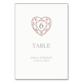 Élégant rose or coeur mariage numéro de table (Par défaut)