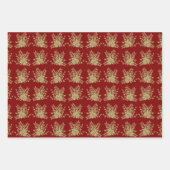 Élégant rose or et motif feuille rouge (Devant 3)