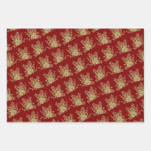 Élégant rose or et motif feuille rouge (Devant 2)