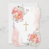 Élégant rose & or Floral Girl Baptism Invitation (Dos)