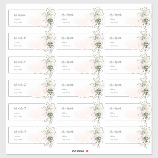 Élégant rose pâle Eucalyptus Étiquettes de adresse (Feuille)