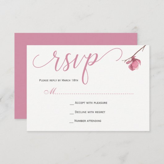 Élégant rose pâle magnolia réponse mariage (Devant / Derrière)