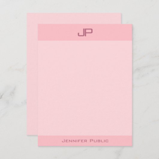 Élégant rose pâle Monogramme Simple Modèle moderne (Devant / Derrière)