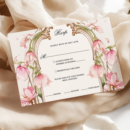 Élégant rose pâle rose floral Rsvp avec choix de r