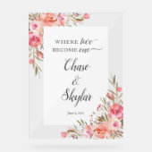 Elégant rose Peach Floral Aquarelle Mariage Or (Recto)