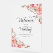 Elégant rose Peach Floral Aquarelle Mariage Or (Angle)