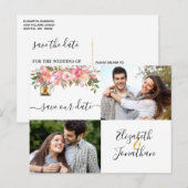 Élégant Rose photo Gold Coral Faire-part floral (Devant / Derrière)