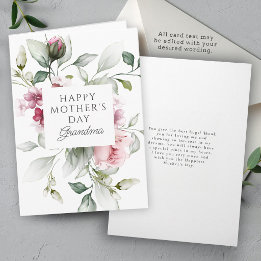 Elegant Rose Pink Floral Mother's Day for Grandma Feestdagen Kaart