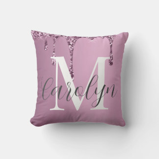 Elegant Rose Pink Glitter Drip Throw Pillow Kussen