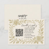 Elegant Rose QR Code RSVP Card Kaartje (Voorkant / Achterkant)