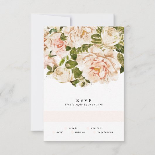 Elégant Rose Romance Watercolor Wedding Carte RSVP (Devant)