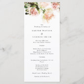 Élégant Rose Romance Wedding Programme (Devant)