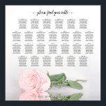 Élégant Rose rose 26 Tableau Mariage<br><div class="desc">Ce beau tableau de 26 places mariage dispose d'assignations de table pour 260 invités à l'agencement traditionnel de 10 personnes par table. Le design romantique présente une photo d'une rose rose rose rousse à longue tige couchée sur son côté, réfléchissant dans un bassin d'eau avec vagues et ondulations. Le titre...</div>