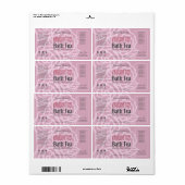 Élégant Rose rose  de bain Floral Étiquette de pro (Feuille entière)