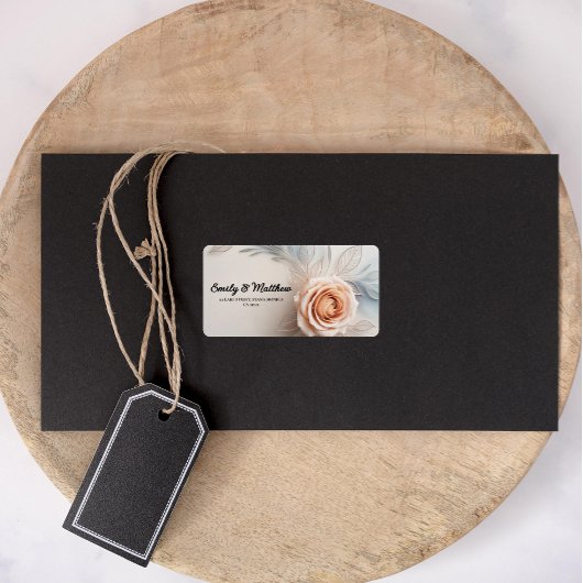 Élégant Rose Rose Dew Drops Retourner Étiquettes d