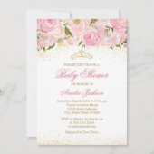 Elégant Rose rose or fille Baby shower Invitation (Devant)