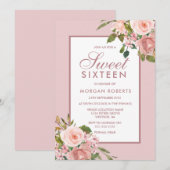 Élégant Rose Rose Or Sweet 16 Invitation (Devant / Derrière)