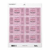 Élégant Rose rose  Pink Face Hair Huile Étiquette (Feuille entière)