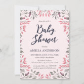 Elégant rose Roses Floral Baby shower Invitation (Devant)