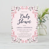 Elégant rose Roses Floral Baby shower Invitation (Debout devant)
