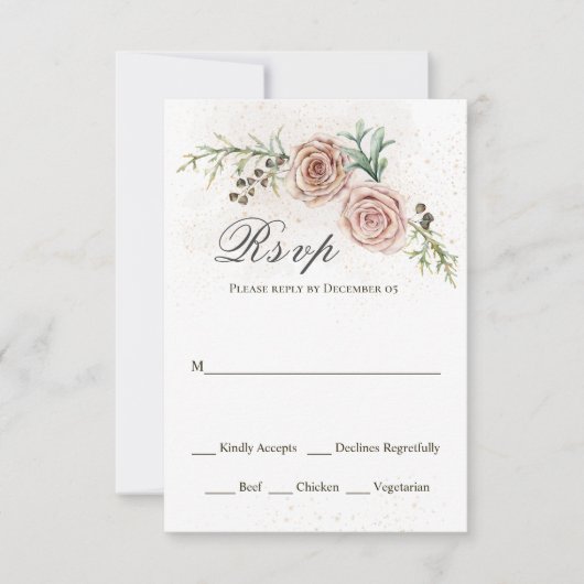 Elégant rose Roses Vintage Mariage Carte RSVP (Devant)