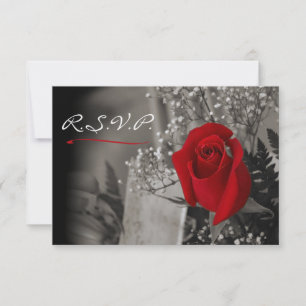 Élégant Rose rouge Fade Out noir et blanc RSVP