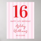 Élégant rose rouge moderne 16e anniversaire Poster (Devant)