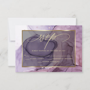 Élégant Rose RSVP Plum rose violet Encre marbrée