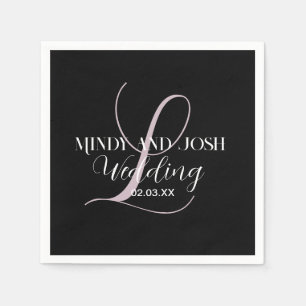Elegant Rose Script Initiaal Trouw Favor Servet