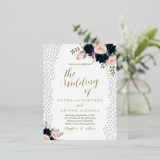 Élégant Rose Stars Faire-part de mariage (Debout devant)