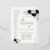 Élégant Rose Stars Faire-part de mariage (Recto/Verso)