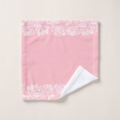 Élégant Rose Sur Dentelle Blanche Serviette De Bai (Gant de toilette)