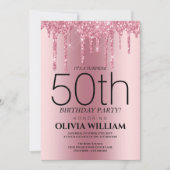 Élégant rose surprise Invitation de fête d'anniver (Devant)