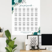 Élégant Rose Turquoise 30 Tableau Mariage (Bureau à domicile)