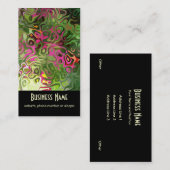 Élégant rose, vert, crème, Carte de visite noir (Devant / Derrière)