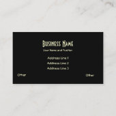 Élégant rose, vert, crème, Carte de visite noir (Dos)