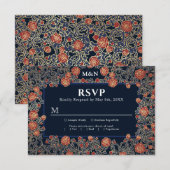 Elégant Rose victorien Gold Foil Wedding Carte RSV (Devant / Derrière)