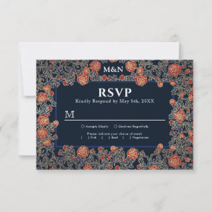 Elégant Rose victorien Gold Foil Wedding Carte RSV
